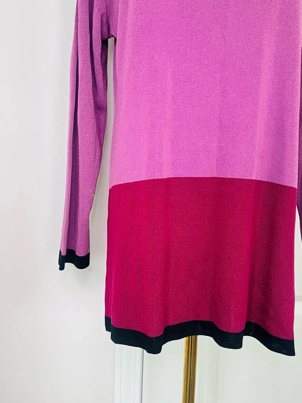 Exclusively Misook Womens Sz L knit shell top pink/purple/black Career *No Pads